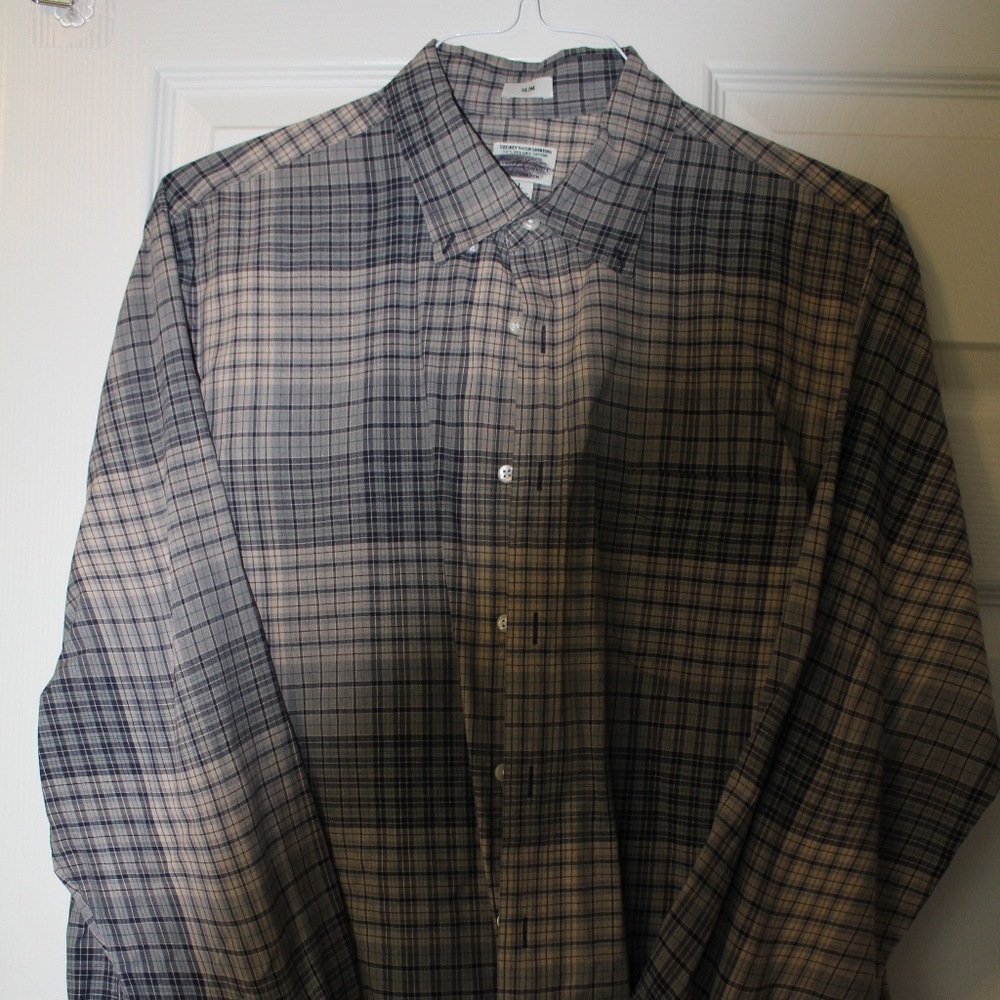 J Crew, Large, Button Down Dress Shirt, Brown/Grey, Slim fit